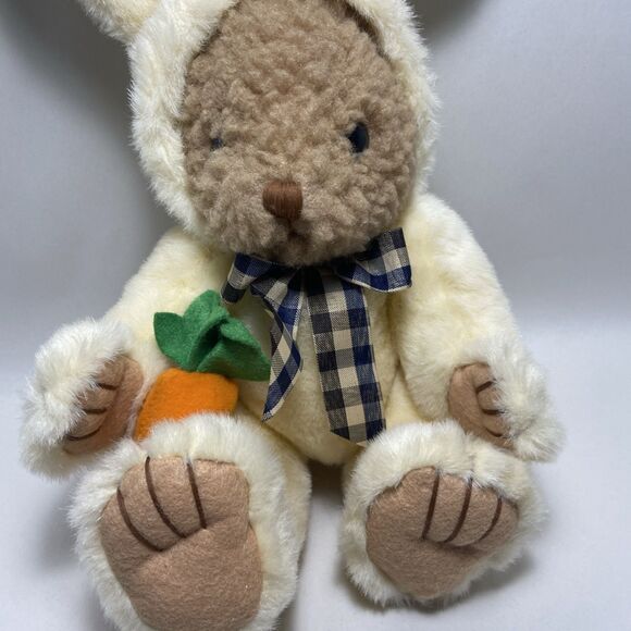 ABC Distributing Bear and Bunny 2in1 Plush Toy with Carrot Size 11" Brown/Cream - Picture 2 of 8